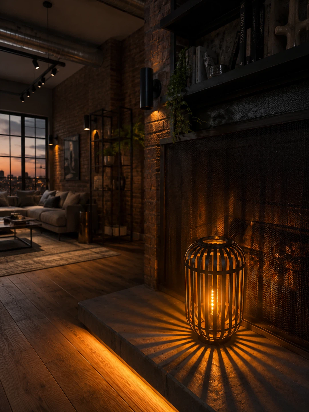 Black Loft Lantern Lamp with Edison Bulb
