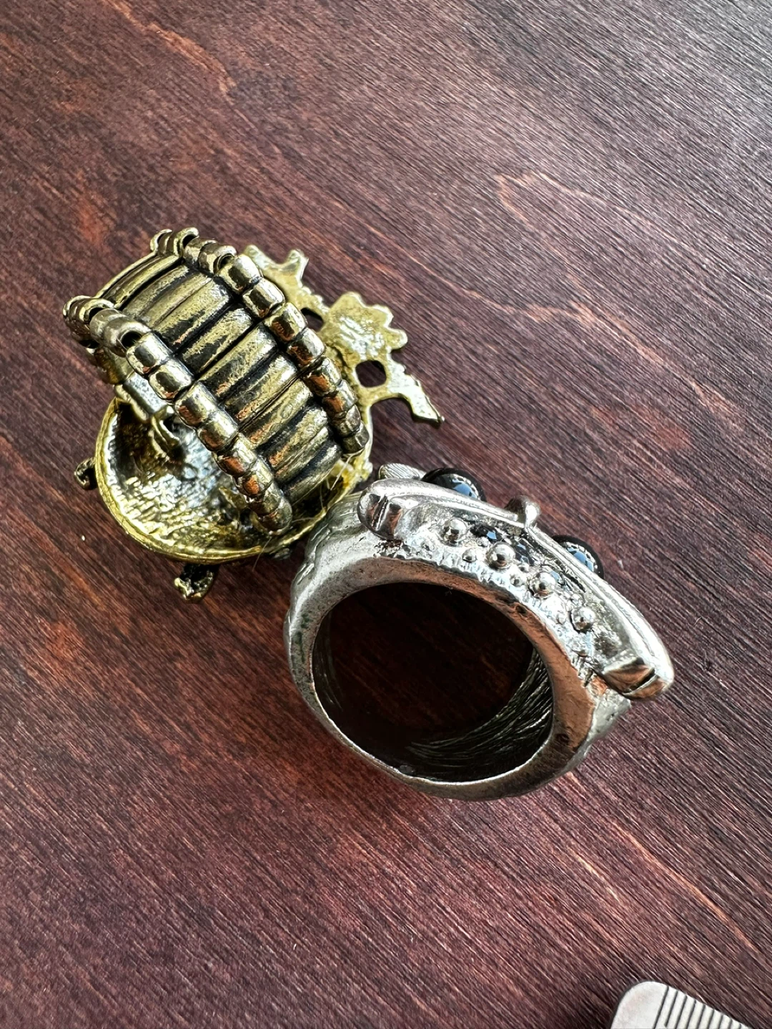 Gold and Silver Owl Statement Rings - photo 4