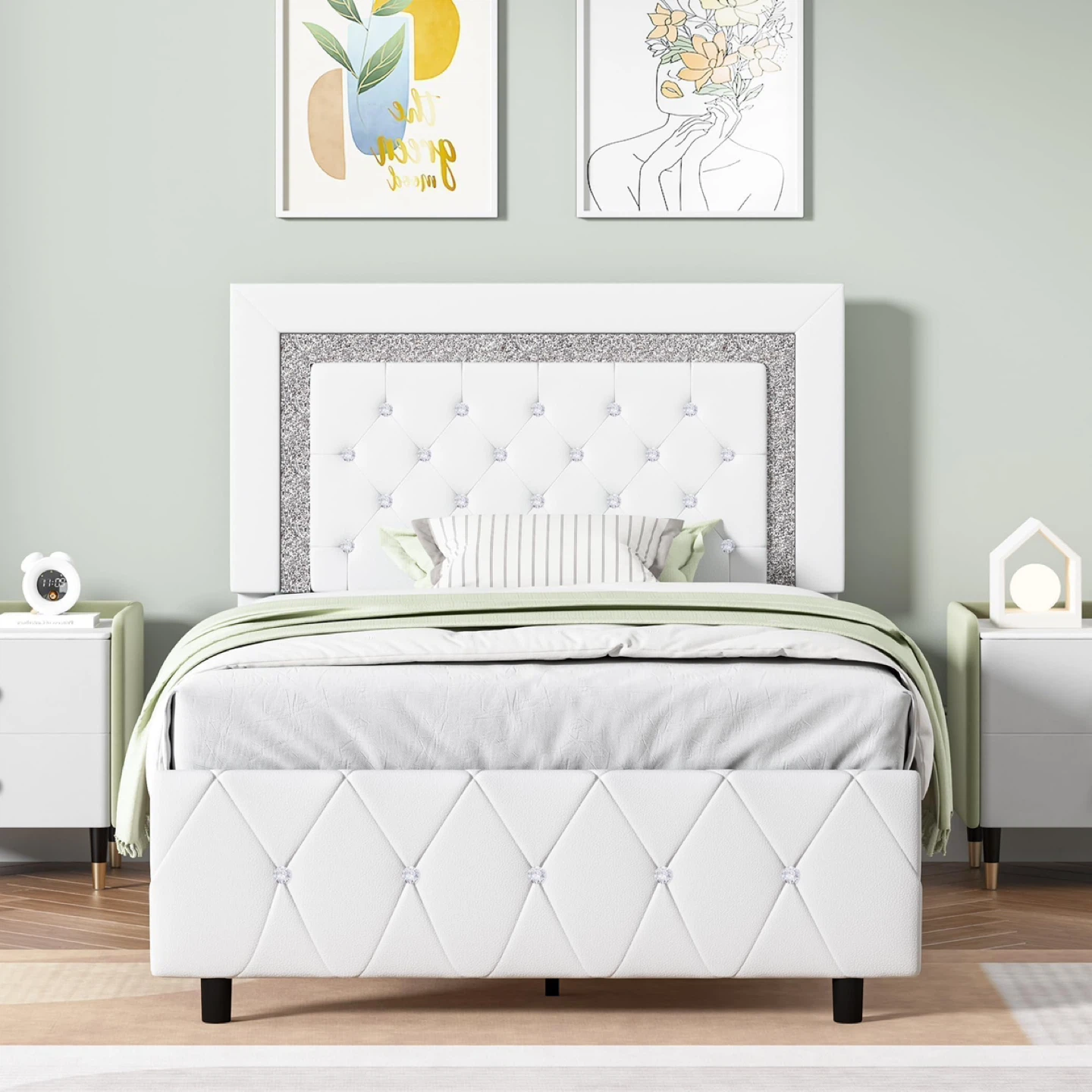 BarnFurin Twin Bed Frame with Headboard