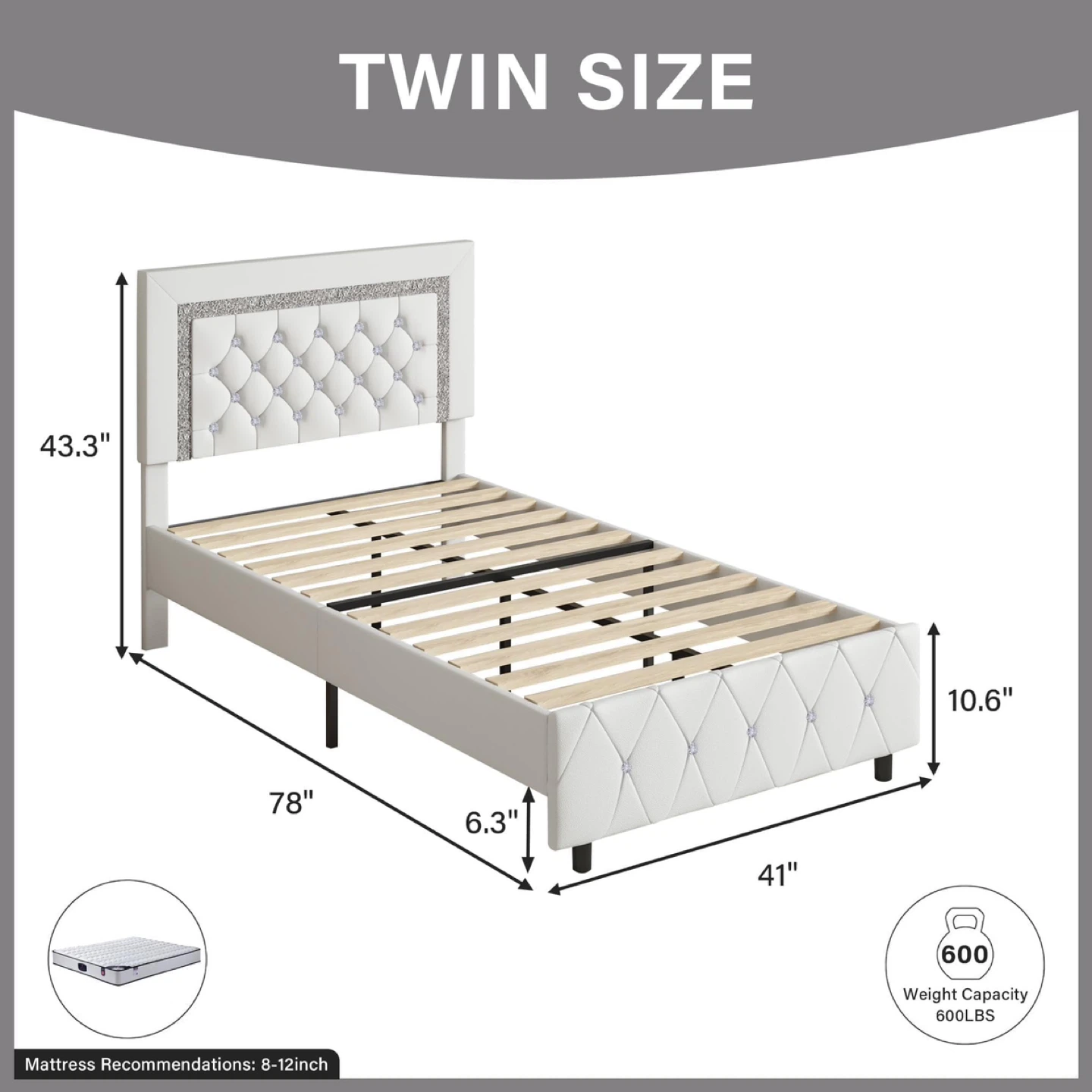 BarnFurin Twin Bed Frame with Headboard - photo 2