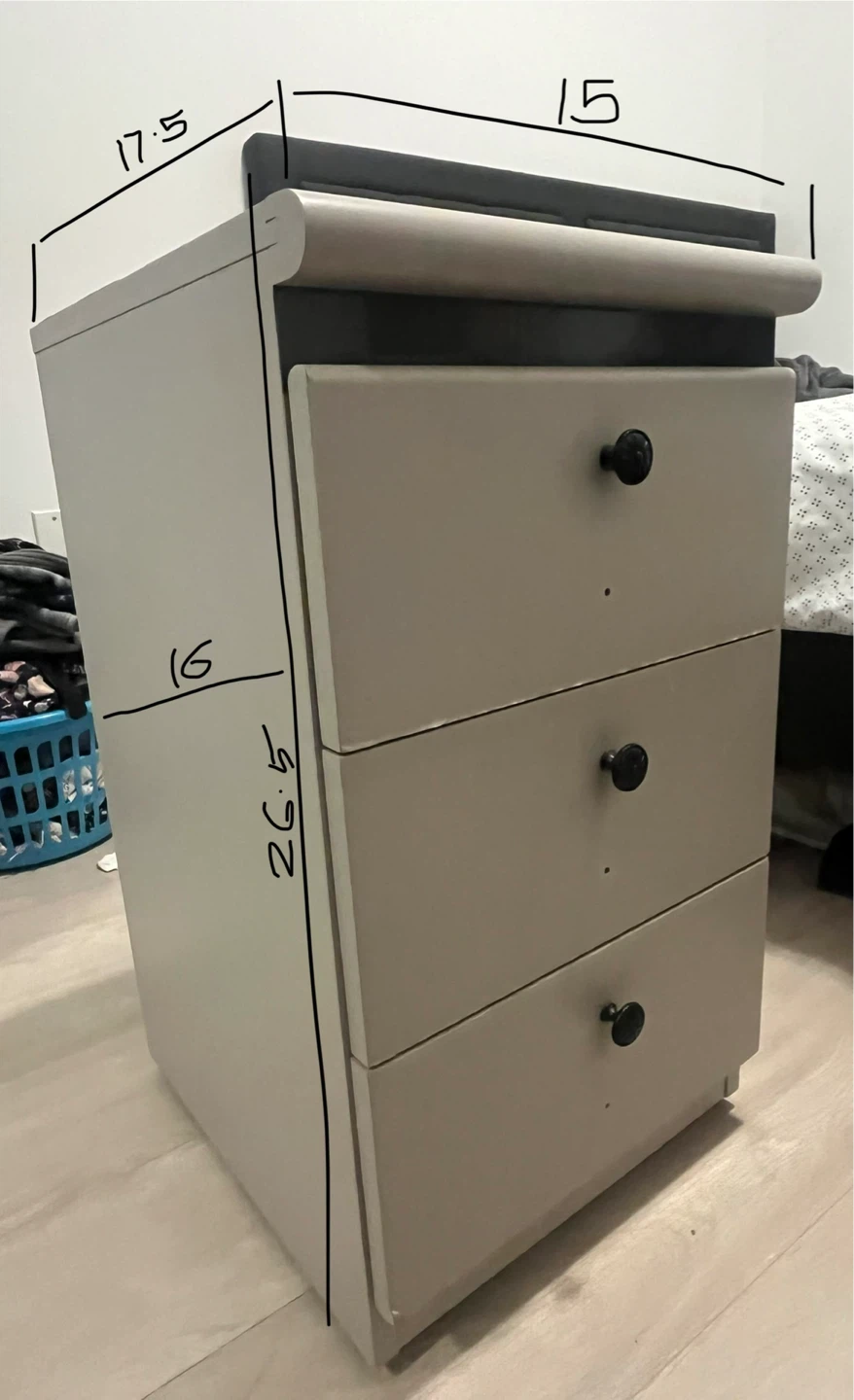 3 Drawer Nightstand/Filing Cabinet - photo 2