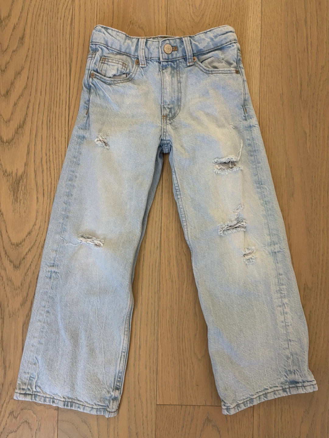 ZARA Kids Light Wash Distressed Wide Leg Jeans Size 6-7
