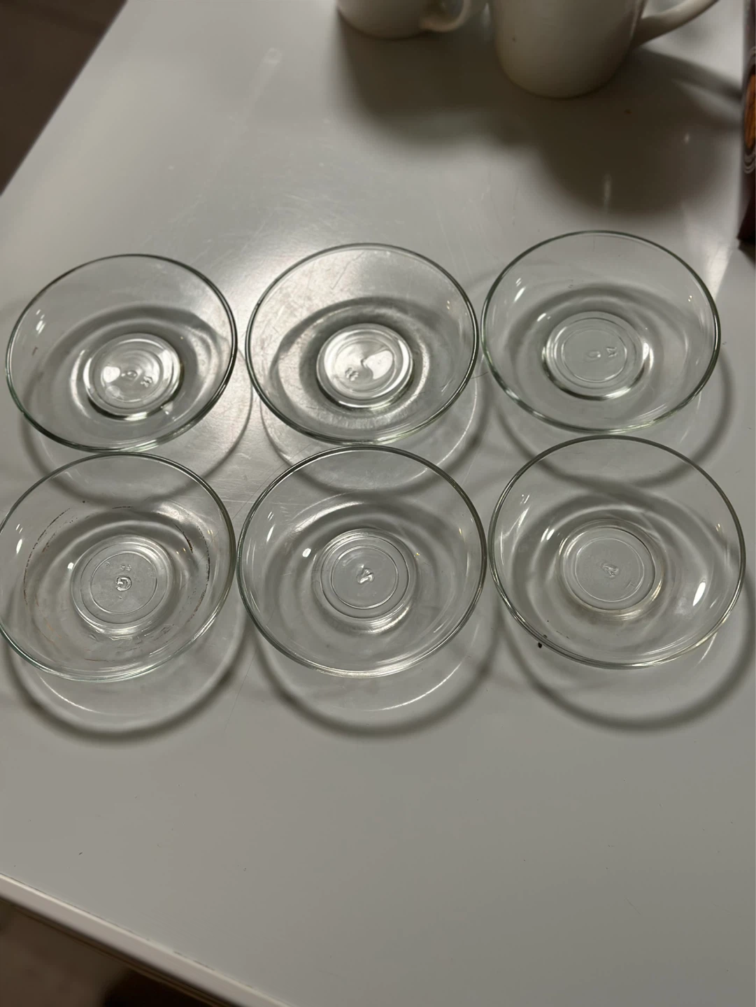 Set of 6 Clear Glass Saucers