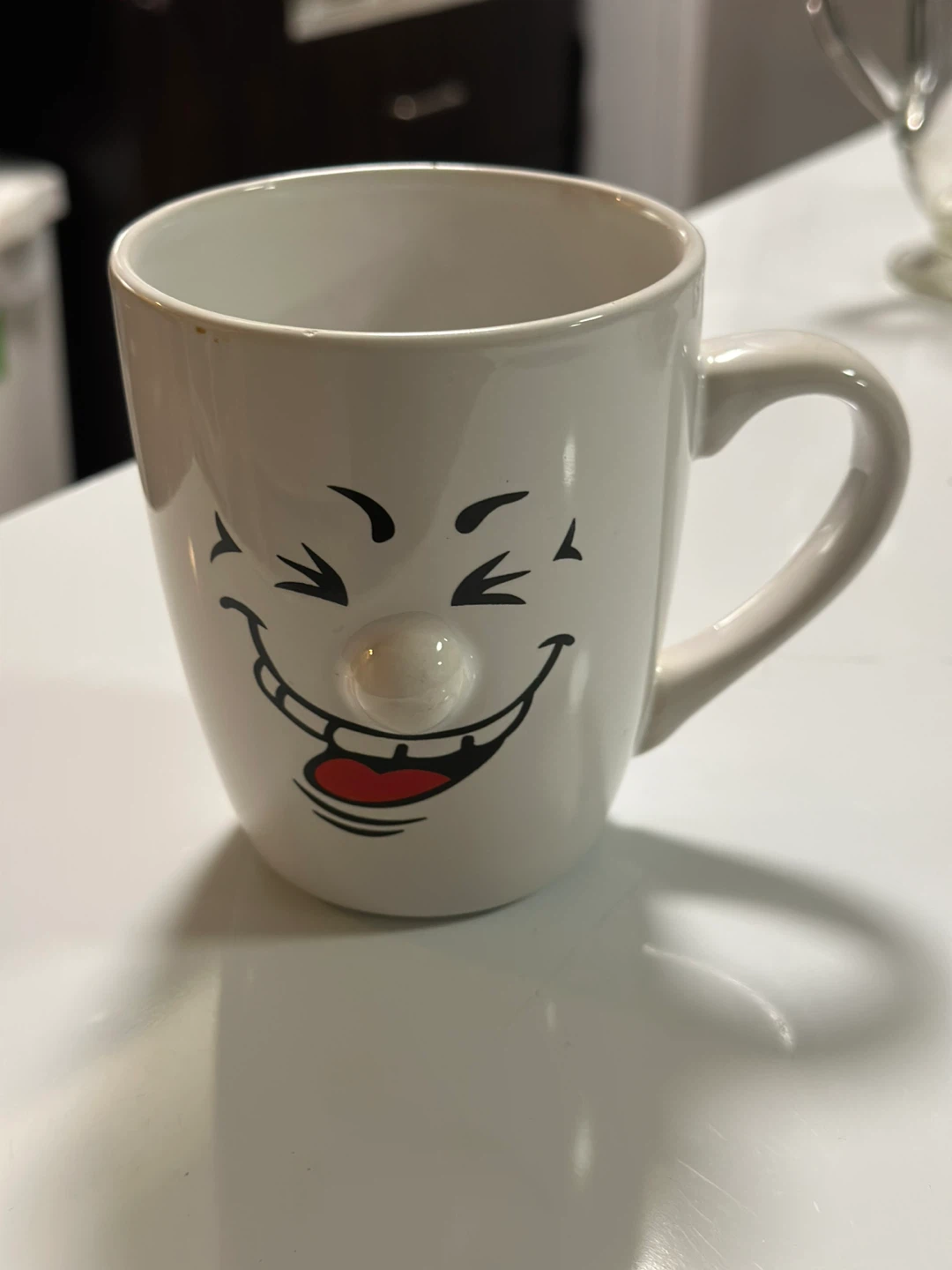 White Mug with Funny Face Design