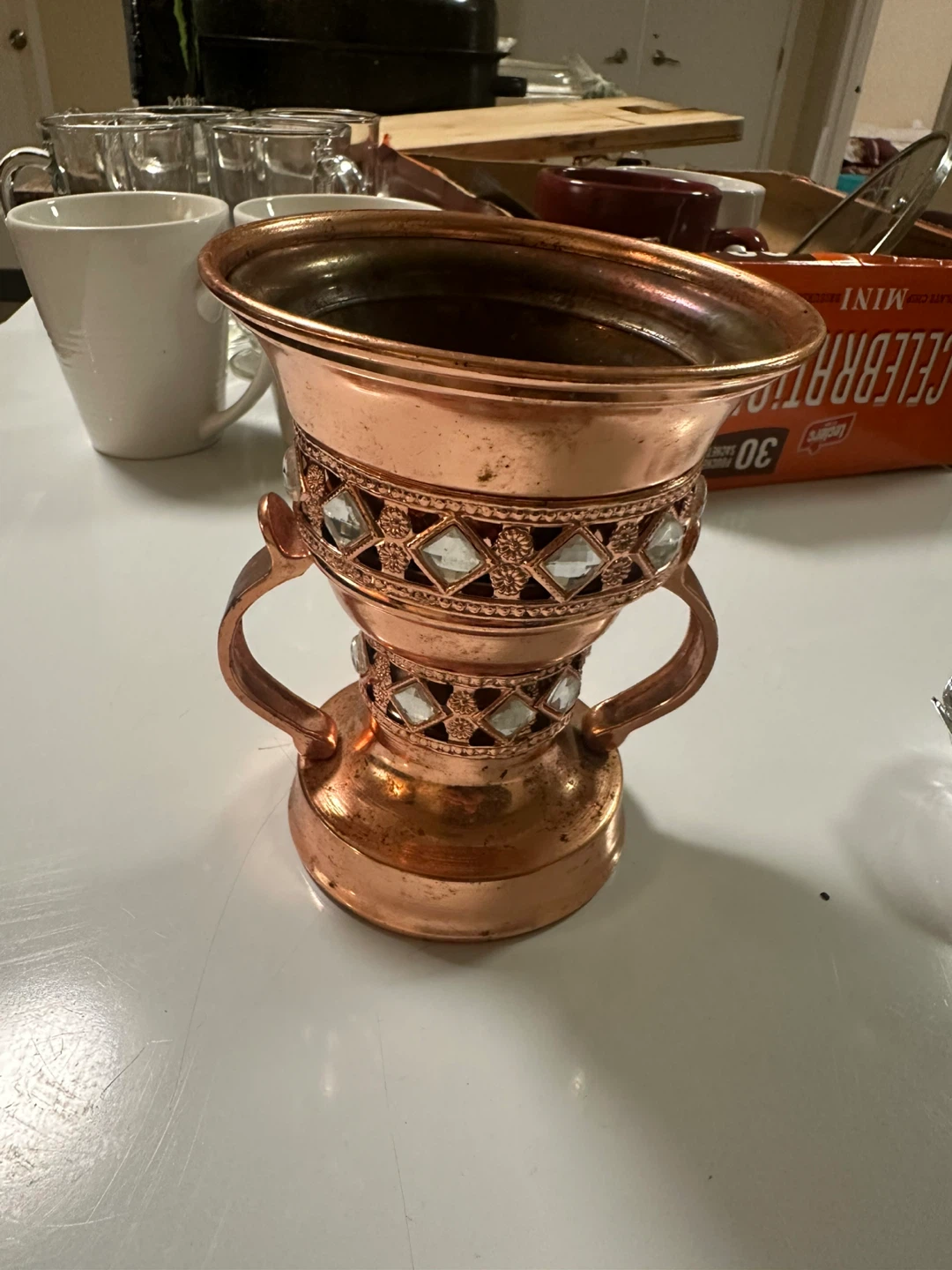 Decorative Copper Incense Burner with Crystal Accents - photo 3
