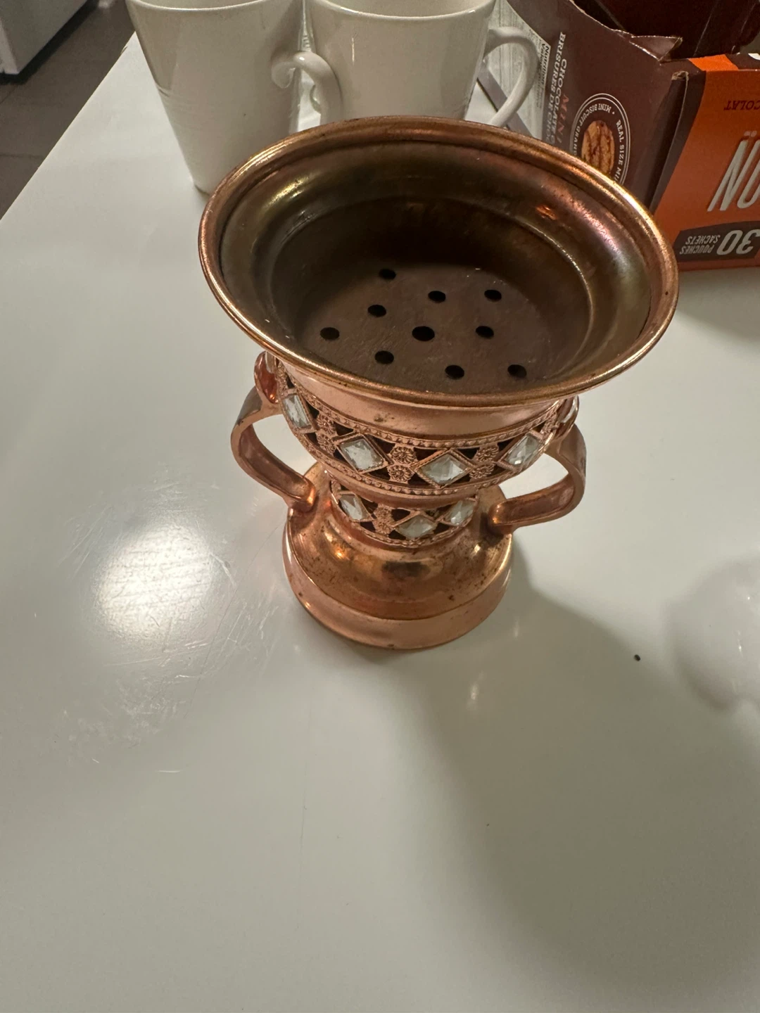 Decorative Copper Incense Burner with Crystal Accents - photo 2