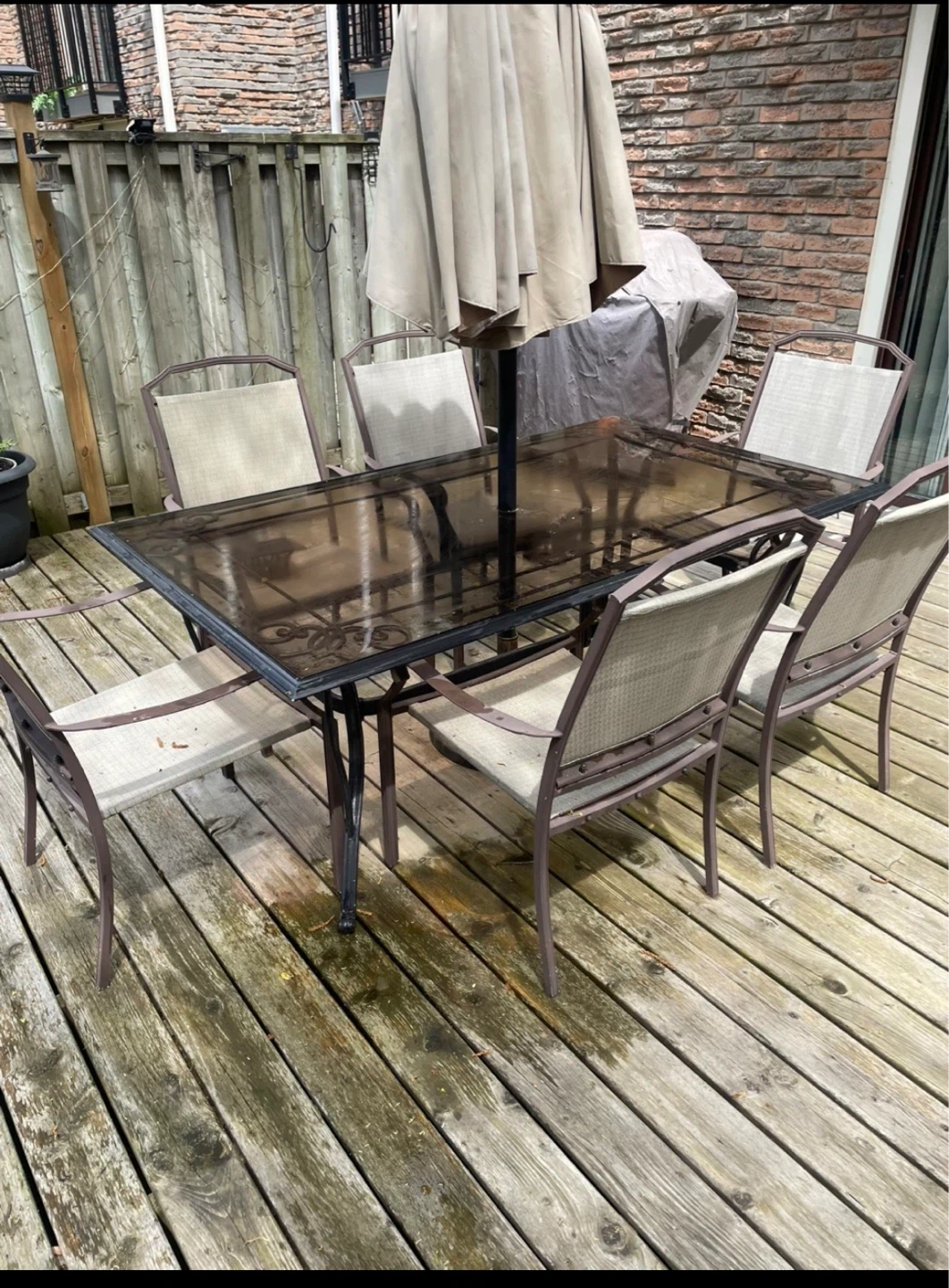 Wrought Iron Patio Dining Set - Table and 6 Chairs