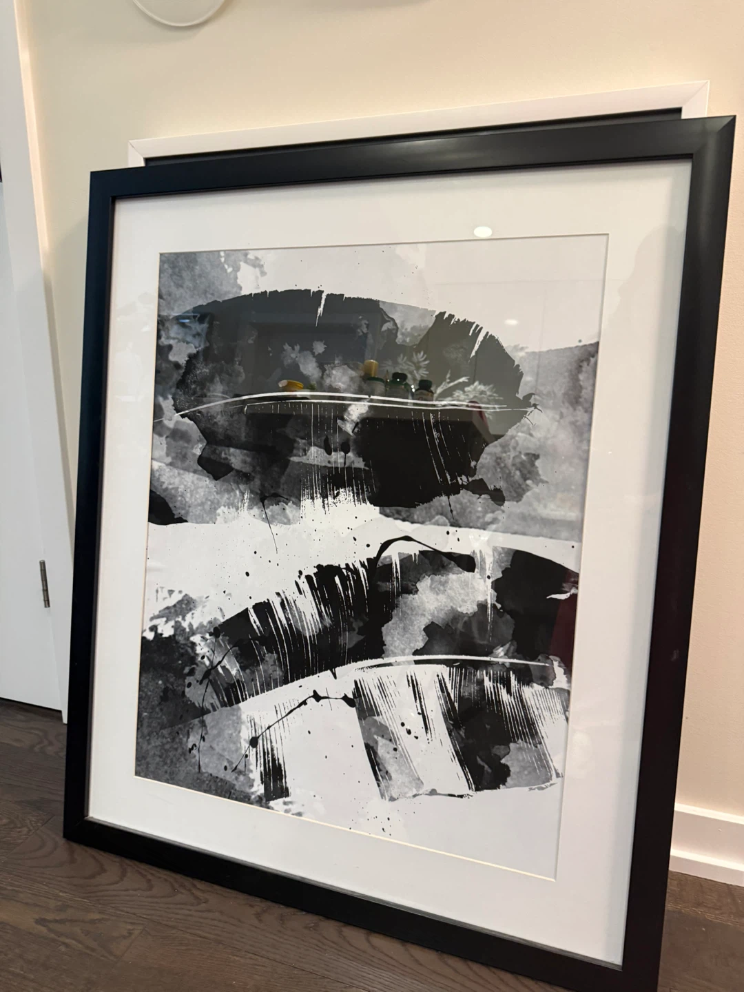 Framed Black and White Abstract Art Print