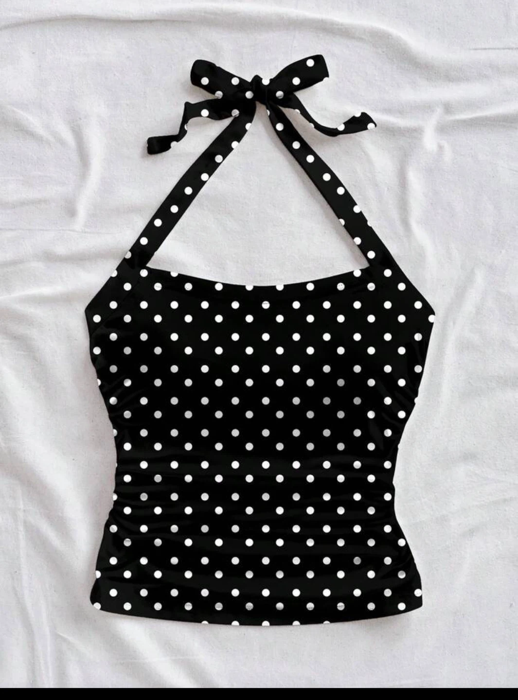 Black and White Polka Dot Halter Top