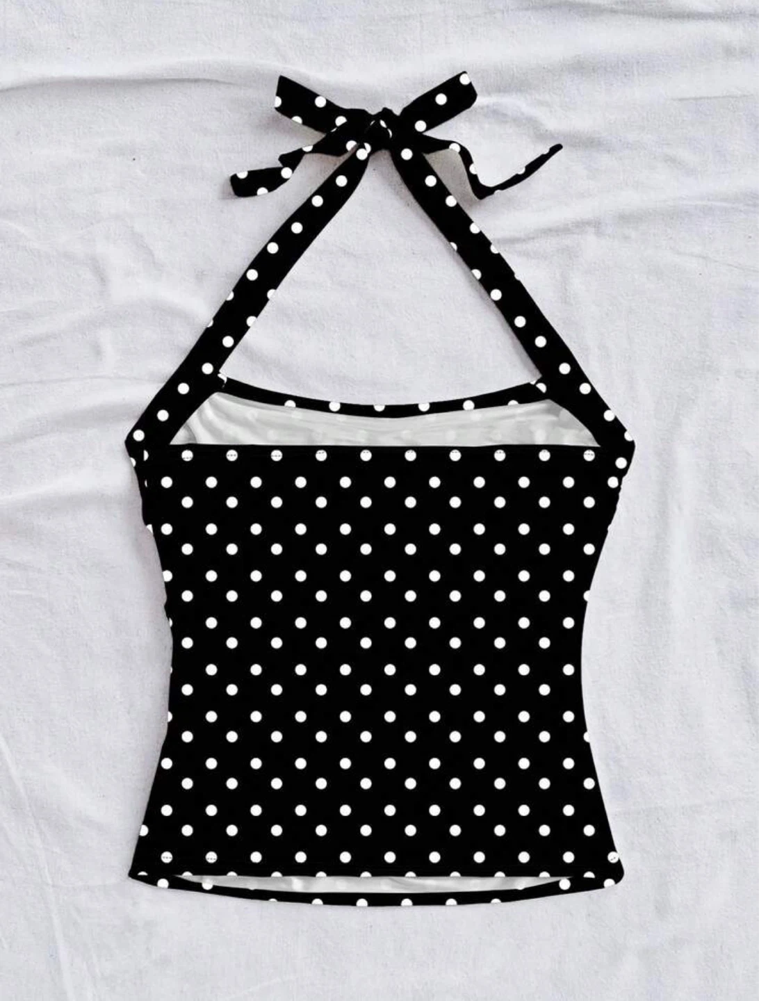 Black and White Polka Dot Halter Top - photo 2