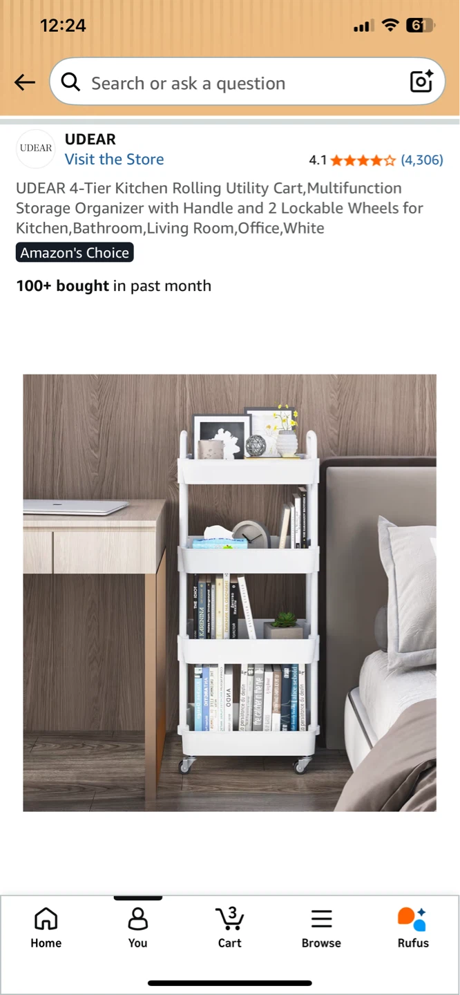 UDEAR 4-Tier Rolling Utility Cart White - photo 2