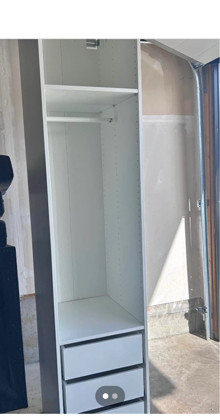 IKEA White Wardrobe Closet with Hanging Rod and Shelves