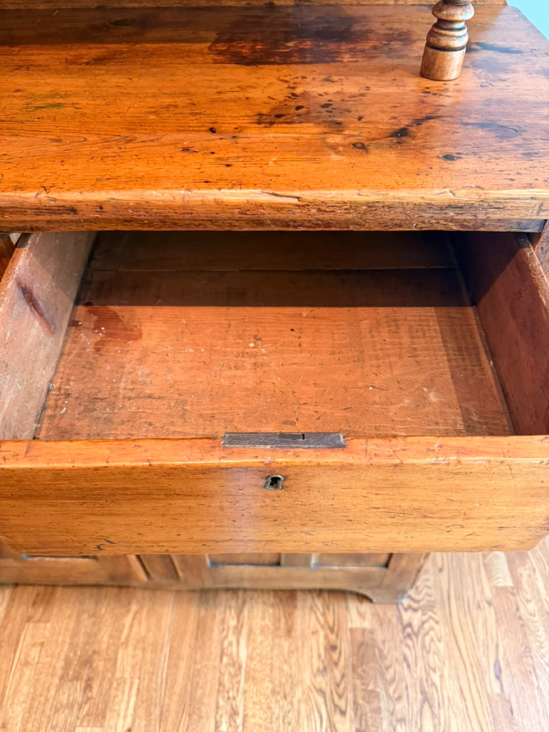 Vintage Wooden Cabinet with Drawers and Shelves - photo 5