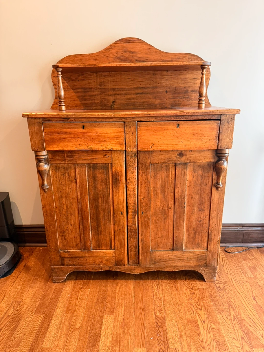 Vintage Wooden Cabinet with Drawers and Shelves