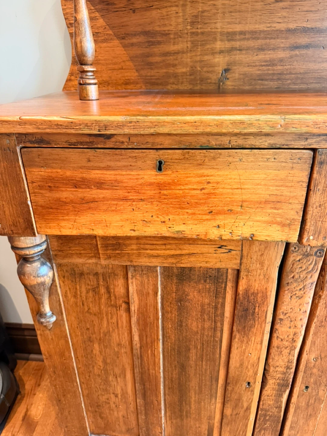 Vintage Wooden Cabinet with Drawers and Shelves - photo 2