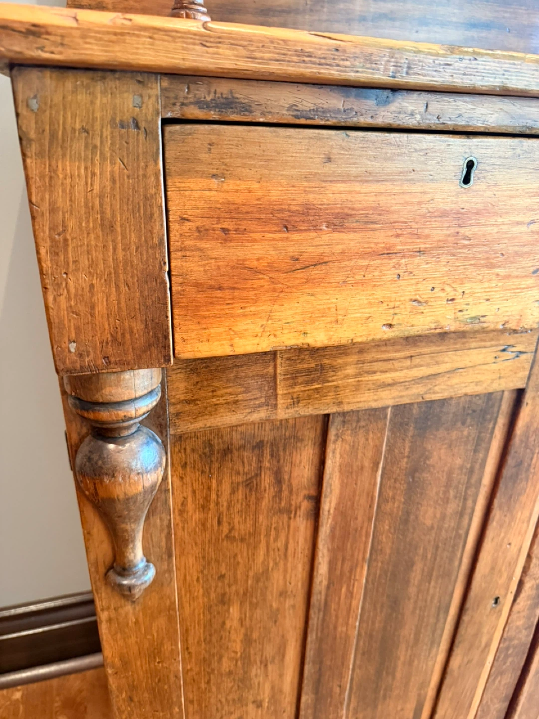 Vintage Wooden Cabinet with Drawers and Shelves - photo 4