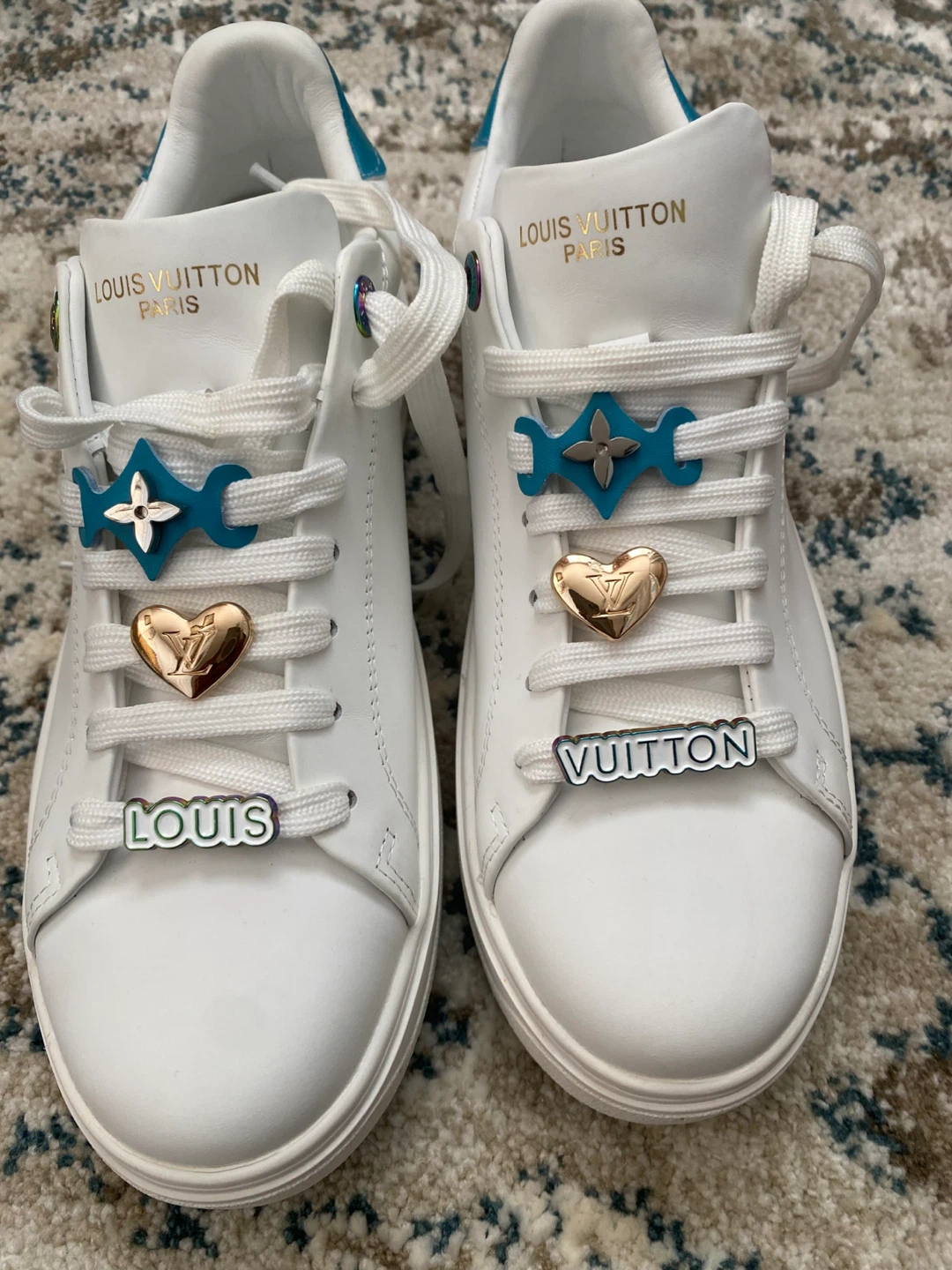 Louis Vuitton White Leather Sneakers with Charms