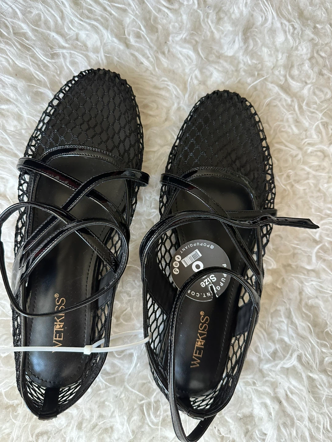 Wetkiss Black Mesh Flats with Straps Size 8 - photo 2