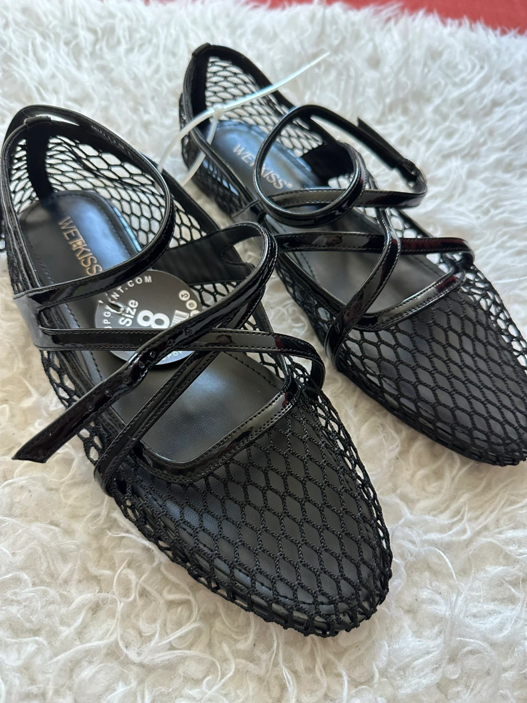 Wetkiss Black Mesh Flats with Straps Size 8 - photo 4