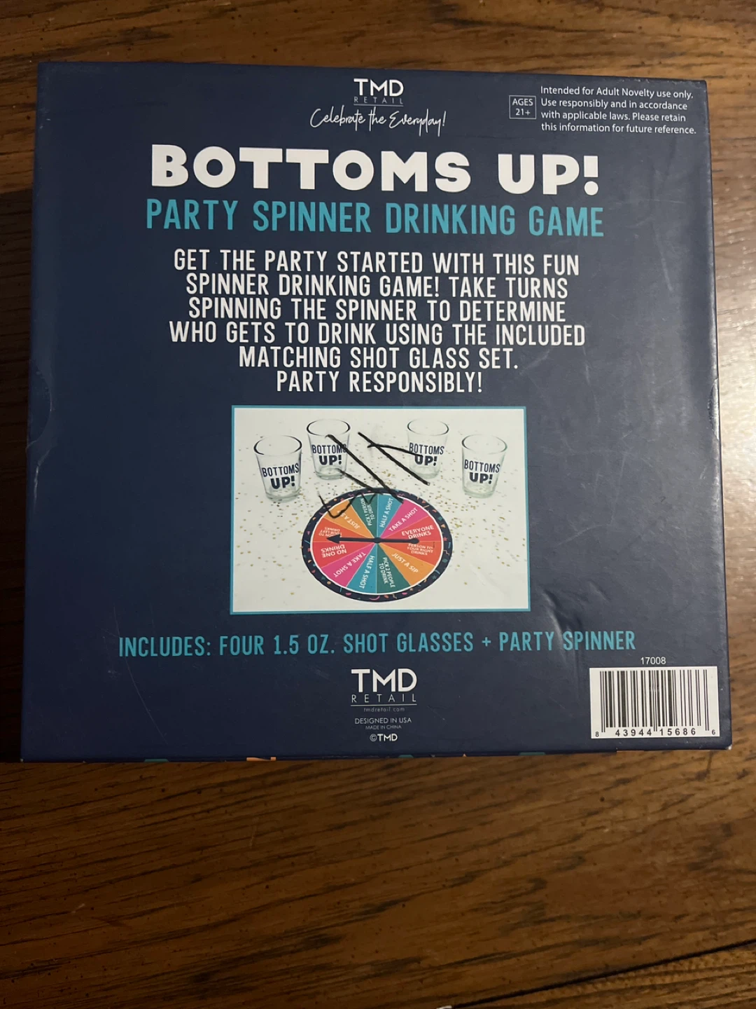 Bottoms Up! Party Spinner Drinking Game with 4 Shot Glasses - photo 2