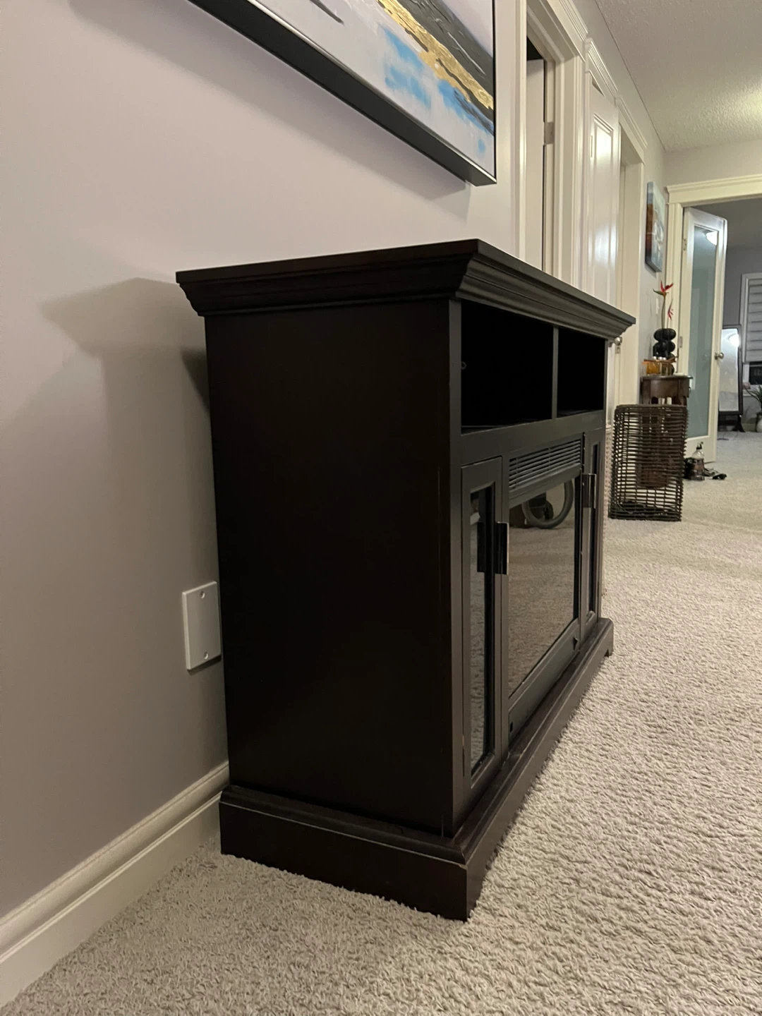 Dark Brown Electric Fireplace Entertainment Stand - photo 2