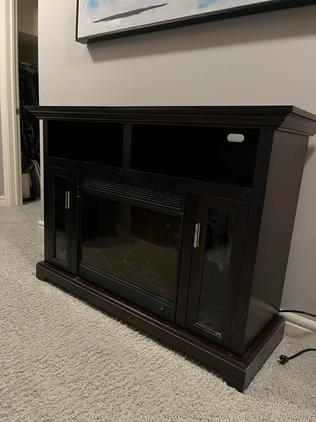 Dark Brown Electric Fireplace Entertainment Stand - photo 4