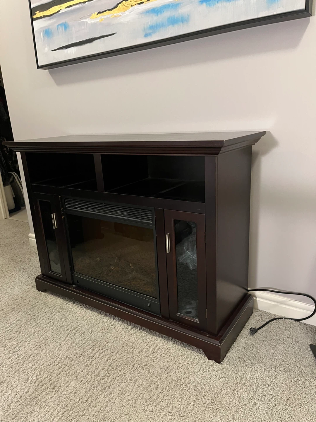 Dark Brown Electric Fireplace Entertainment Stand - photo 5