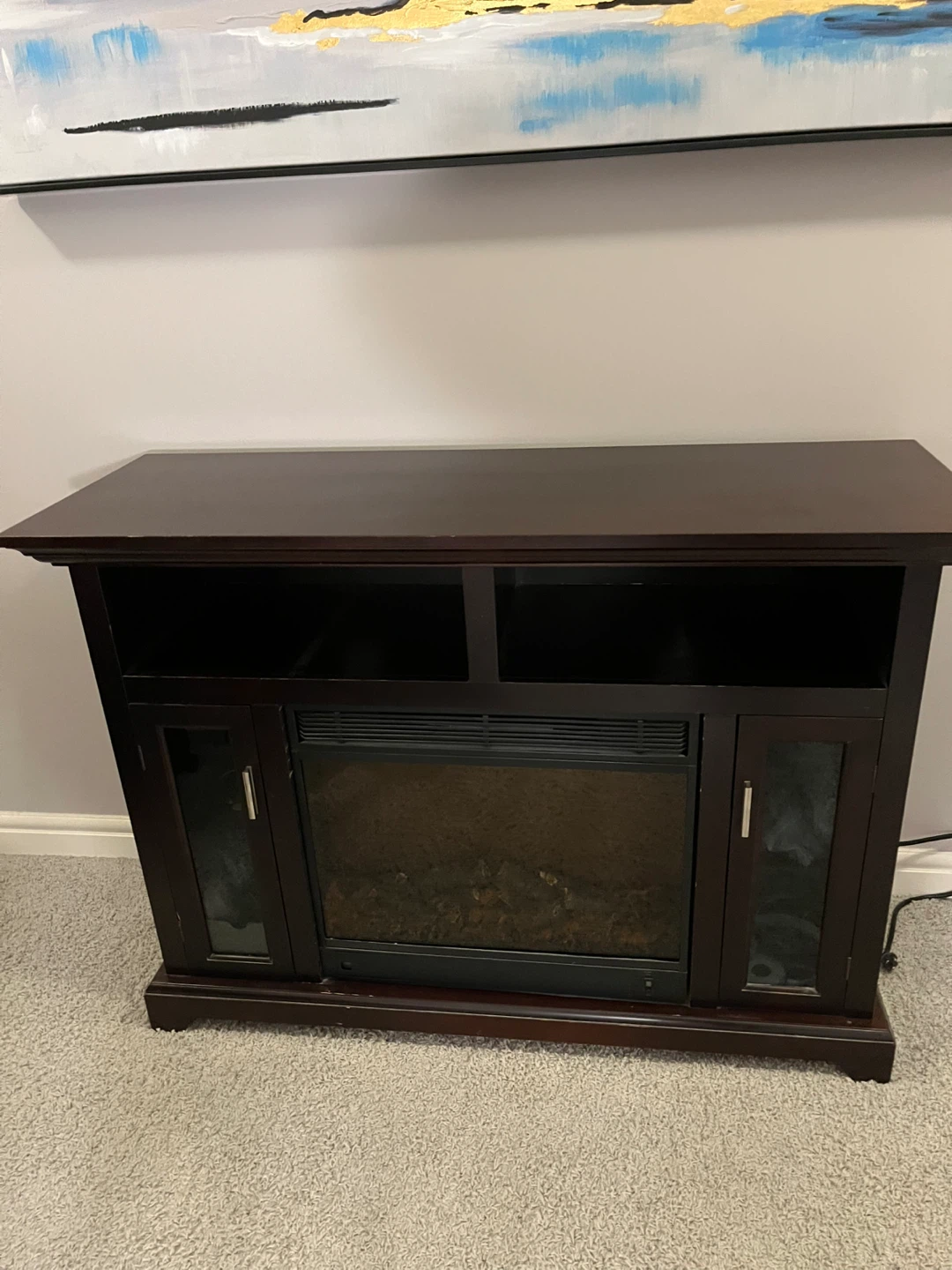 Dark Brown Electric Fireplace Entertainment Stand - photo 3