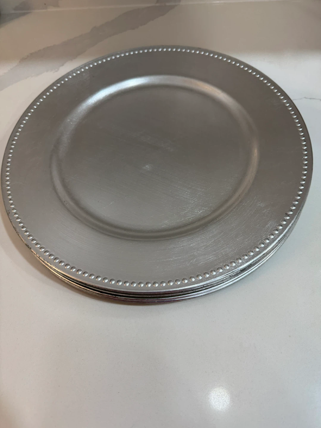 Set of 6 Gold &  6 Silver Beaded Charger Plates