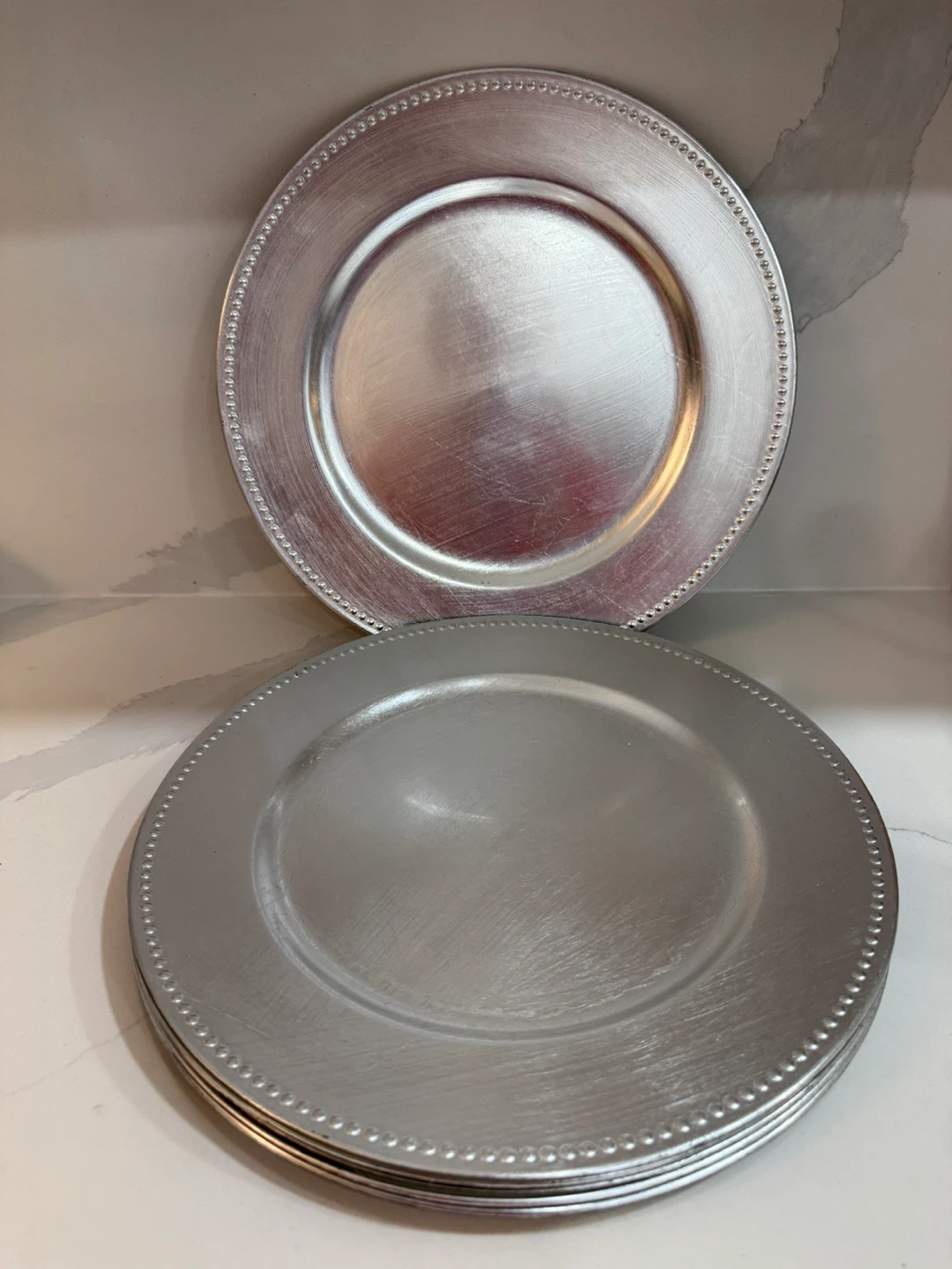 Set of 6 Gold &  6 Silver Beaded Charger Plates - photo 2