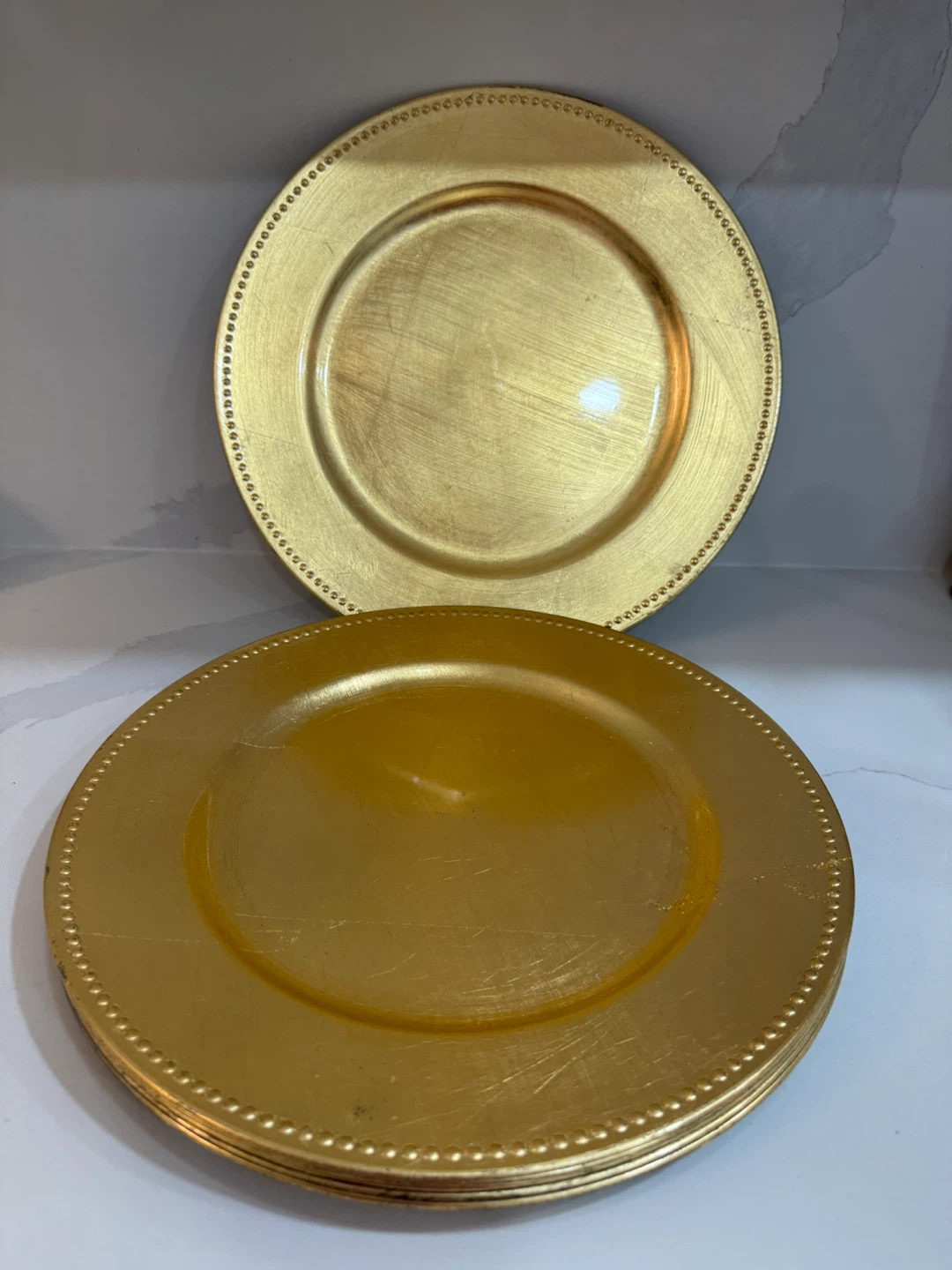 Set of 6 Gold &  6 Silver Beaded Charger Plates - photo 5