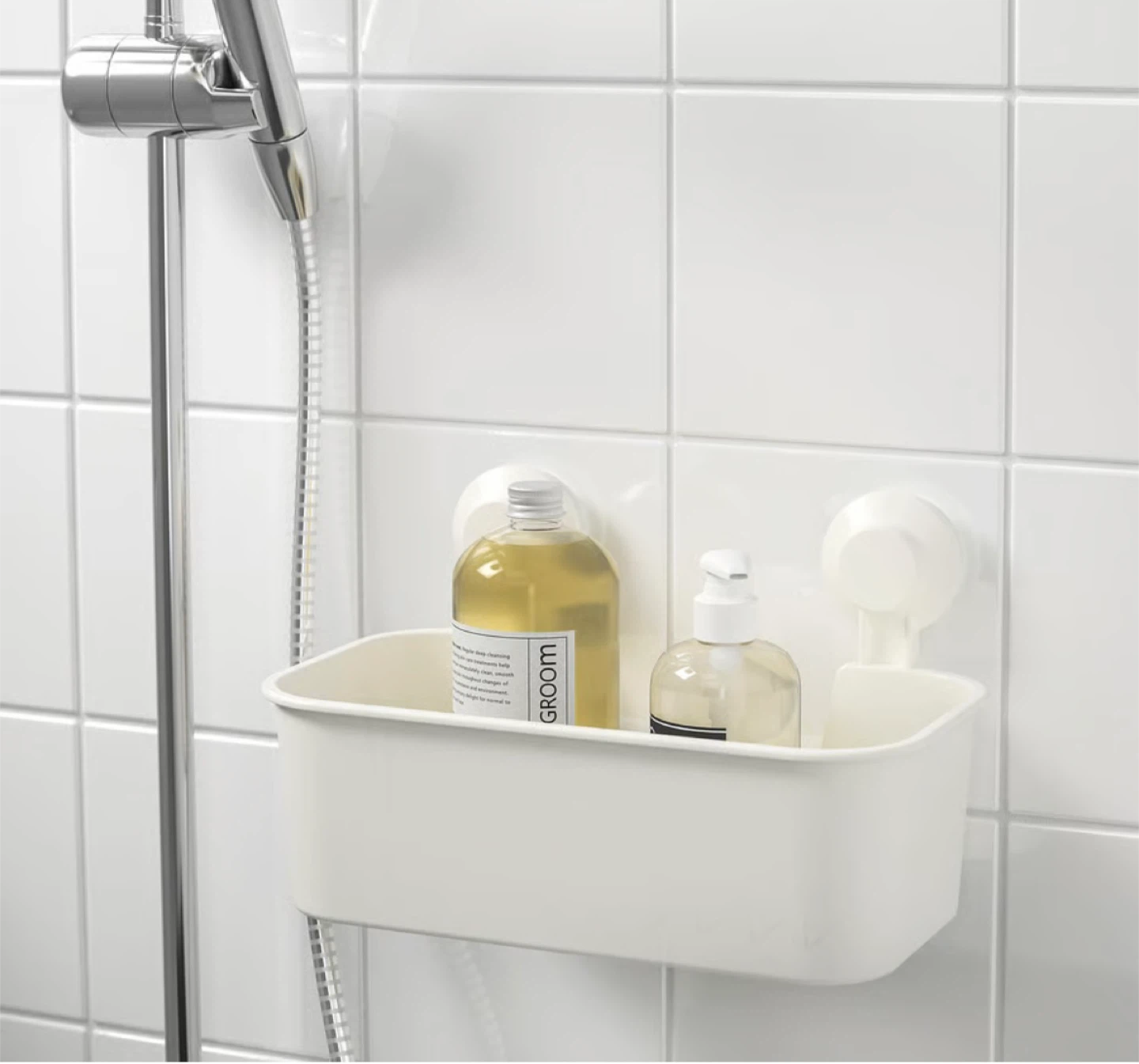 White Plastic Shower Caddy with Suction Cups - photo 4