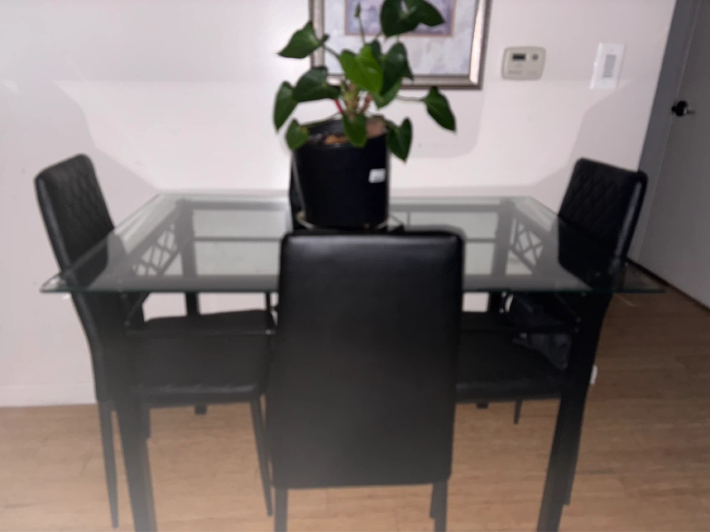 Glass Top Dining Table and 4 Black Chairs - photo 3