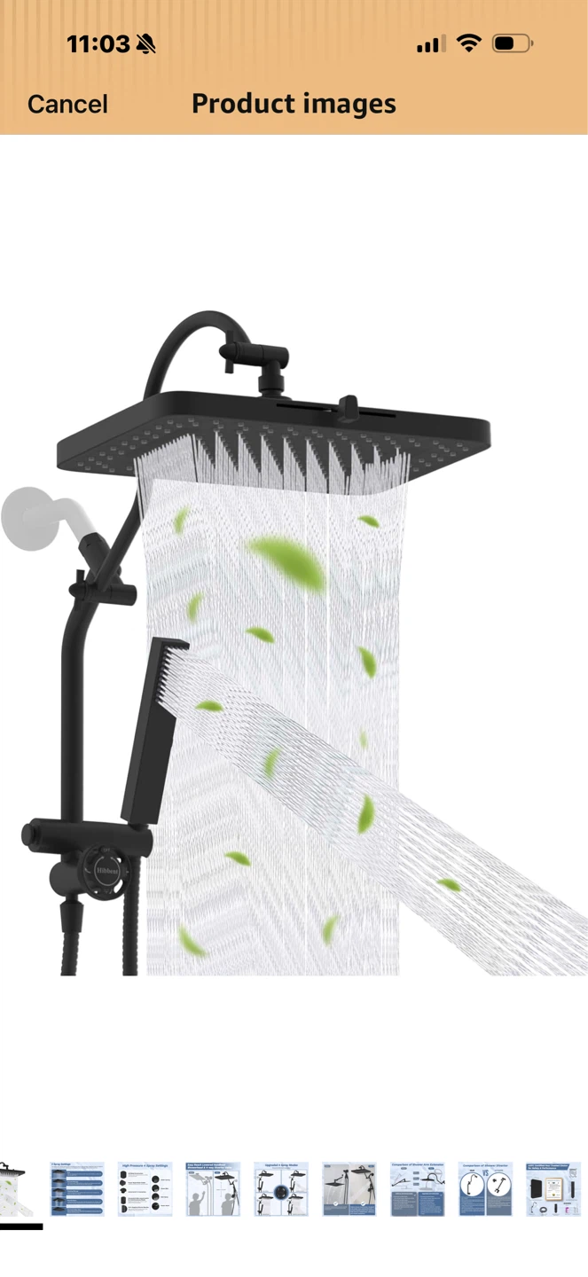 HIBBEST Black Rain Shower Head with Handheld Sprayer