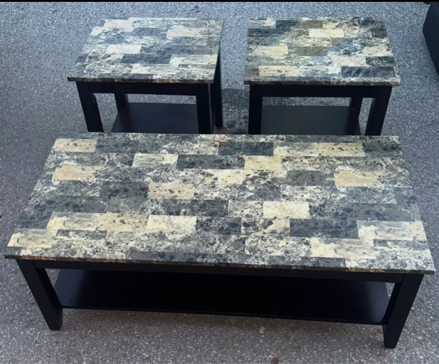 Three Piece Marble Finish Coffee Table Set. - photo 2