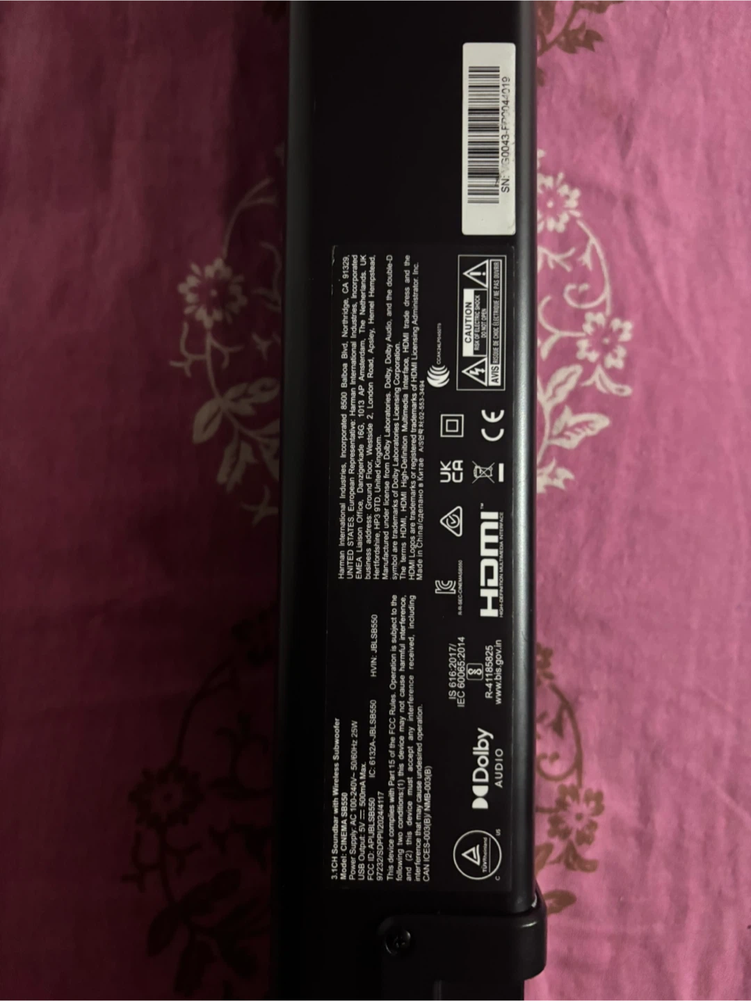 Model SB550- JBL 3.1 channel Soundbar with Wireless Subwoofer - photo 2