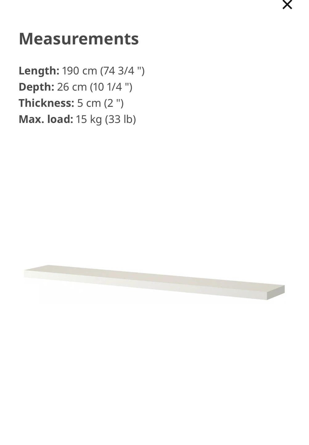 IKEA LACK Wall Shelf - White - 190cm - photo 2