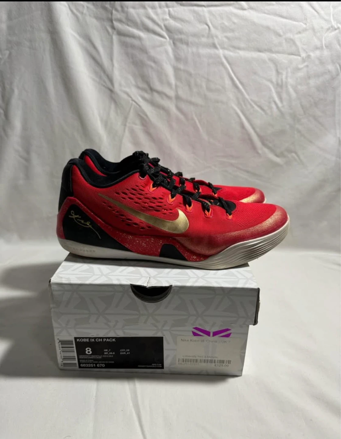 Nike Kobe IX CH Pack Red Gold Basketball Shoes Size 8 - photo 2