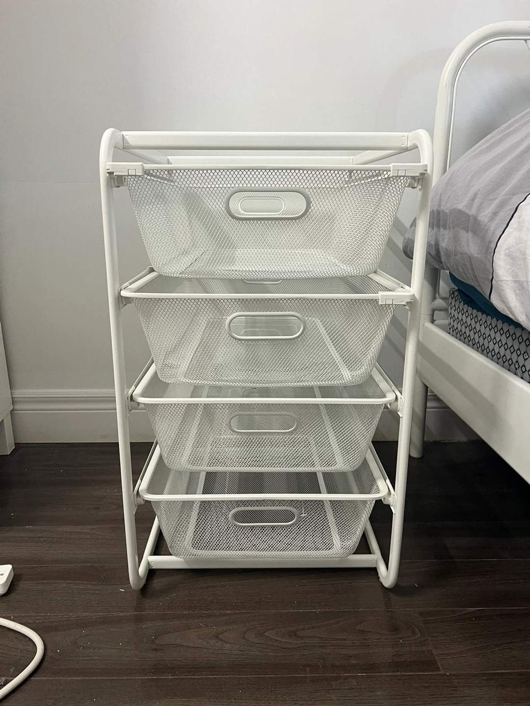 White 4-Drawer Mesh Storage Cart