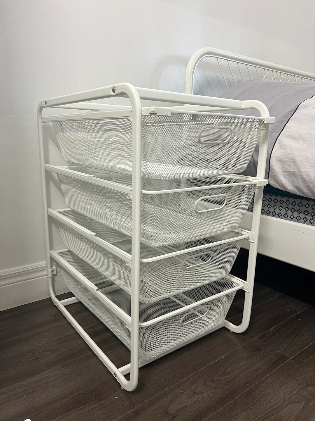 White 4-Drawer Mesh Storage Cart - photo 2