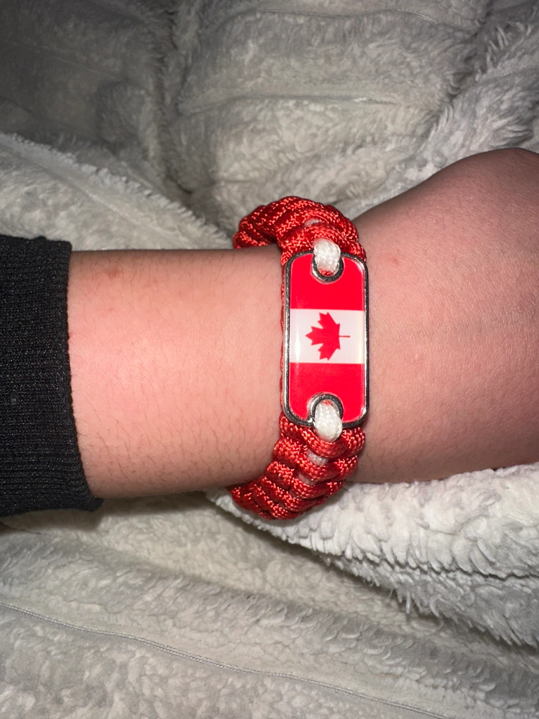Red Paracord Bracelet with Canada Flag Charm - photo 2