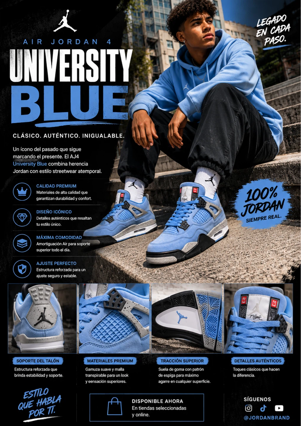 Air Jordan 4 Retro University Blue Men's Size 9,10,11 - photo 3