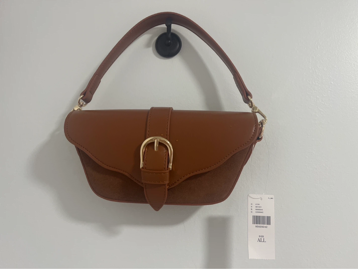 Brown Faux Leather & Suede Shoulder Bag - photo 2