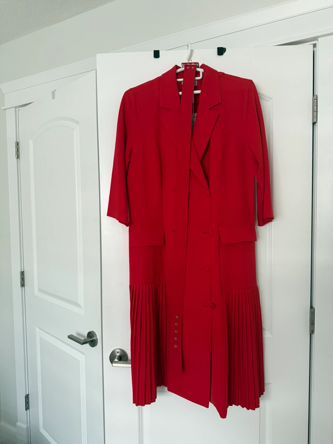 Red Blazer Dress with Pleated Skirt - photo 3