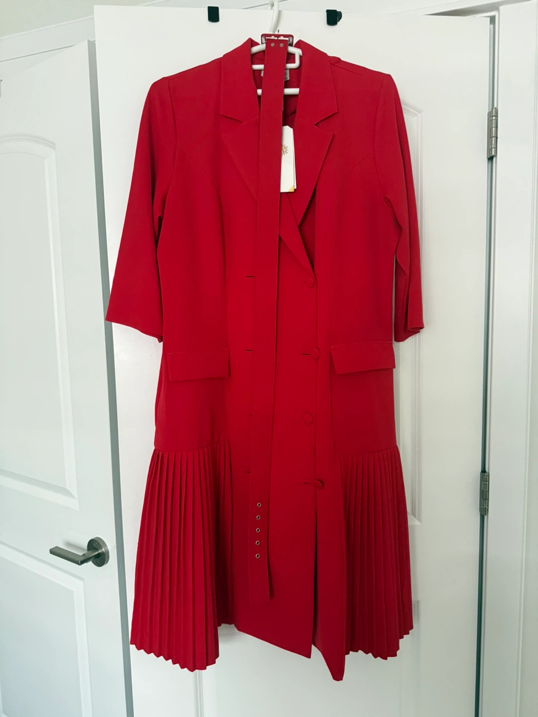 Red Blazer Dress with Pleated Skirt - photo 2