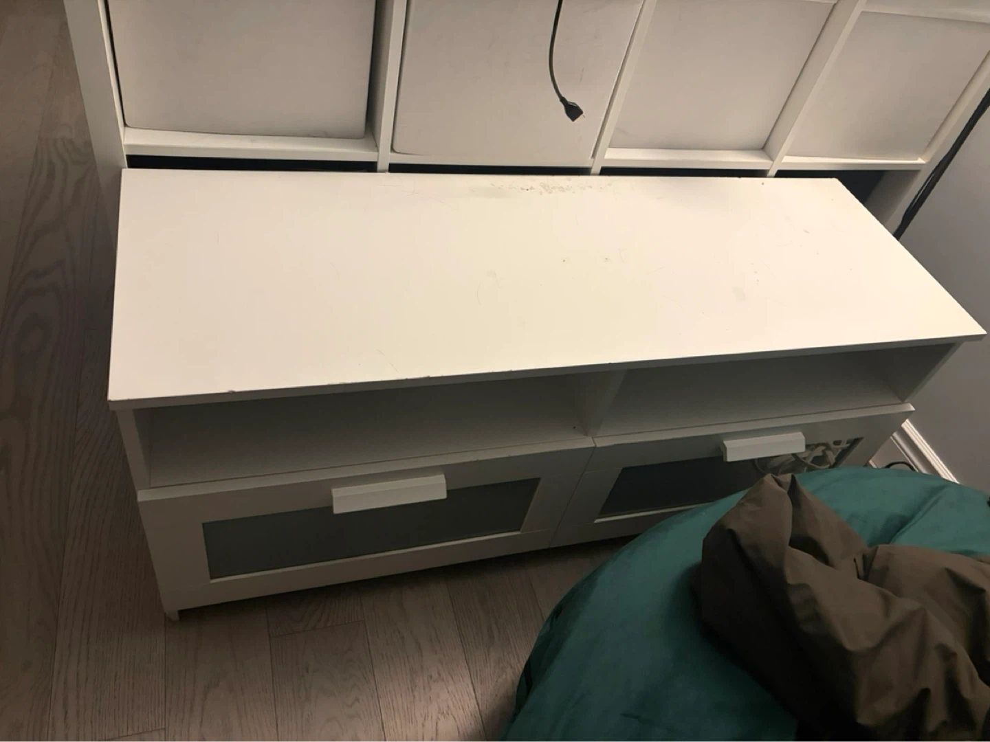 White IKEA TV Stand with 2 Drawers - photo 2