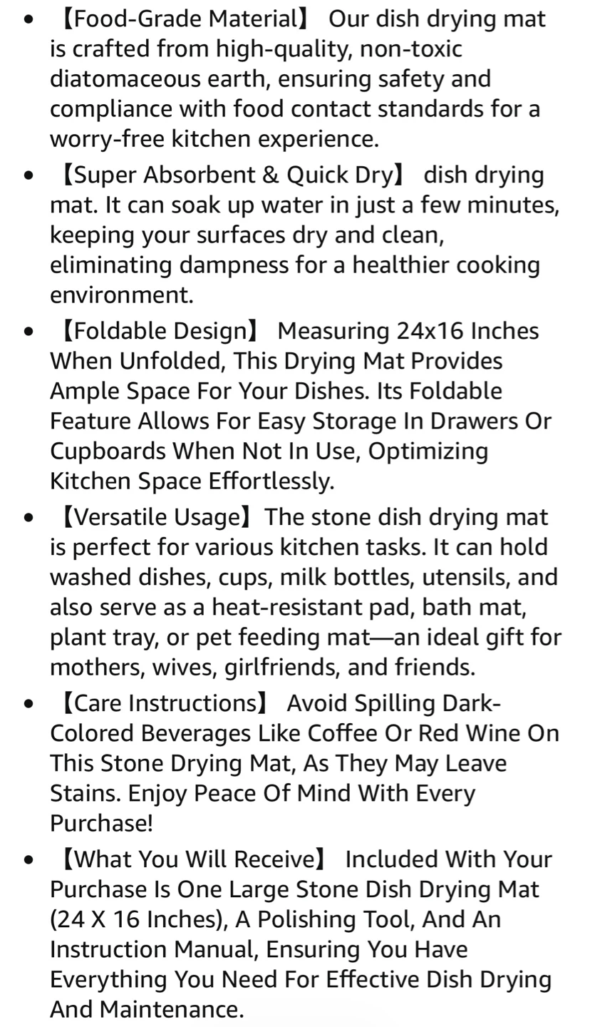Stone Dish Drying Mat in Light Grey - BRAND NEW! - photo 4