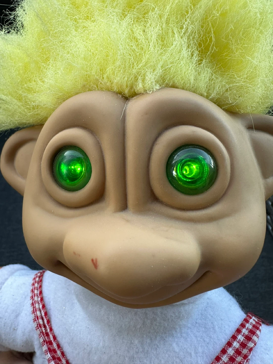 RARE Vintage Troll Doll with Yellow Hair and Green Eyes
