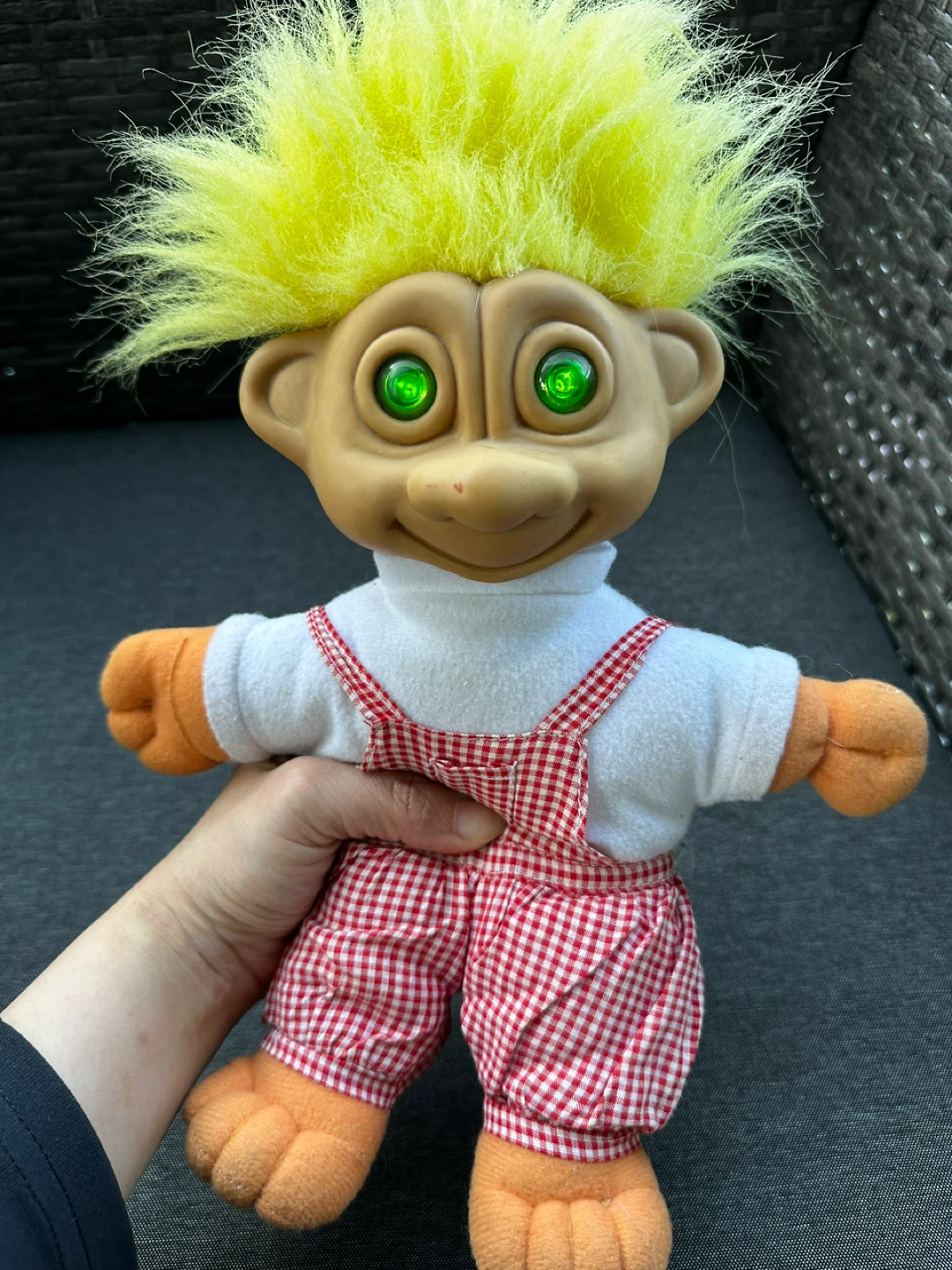 RARE Vintage Troll Doll with Yellow Hair and Green Eyes - photo 2