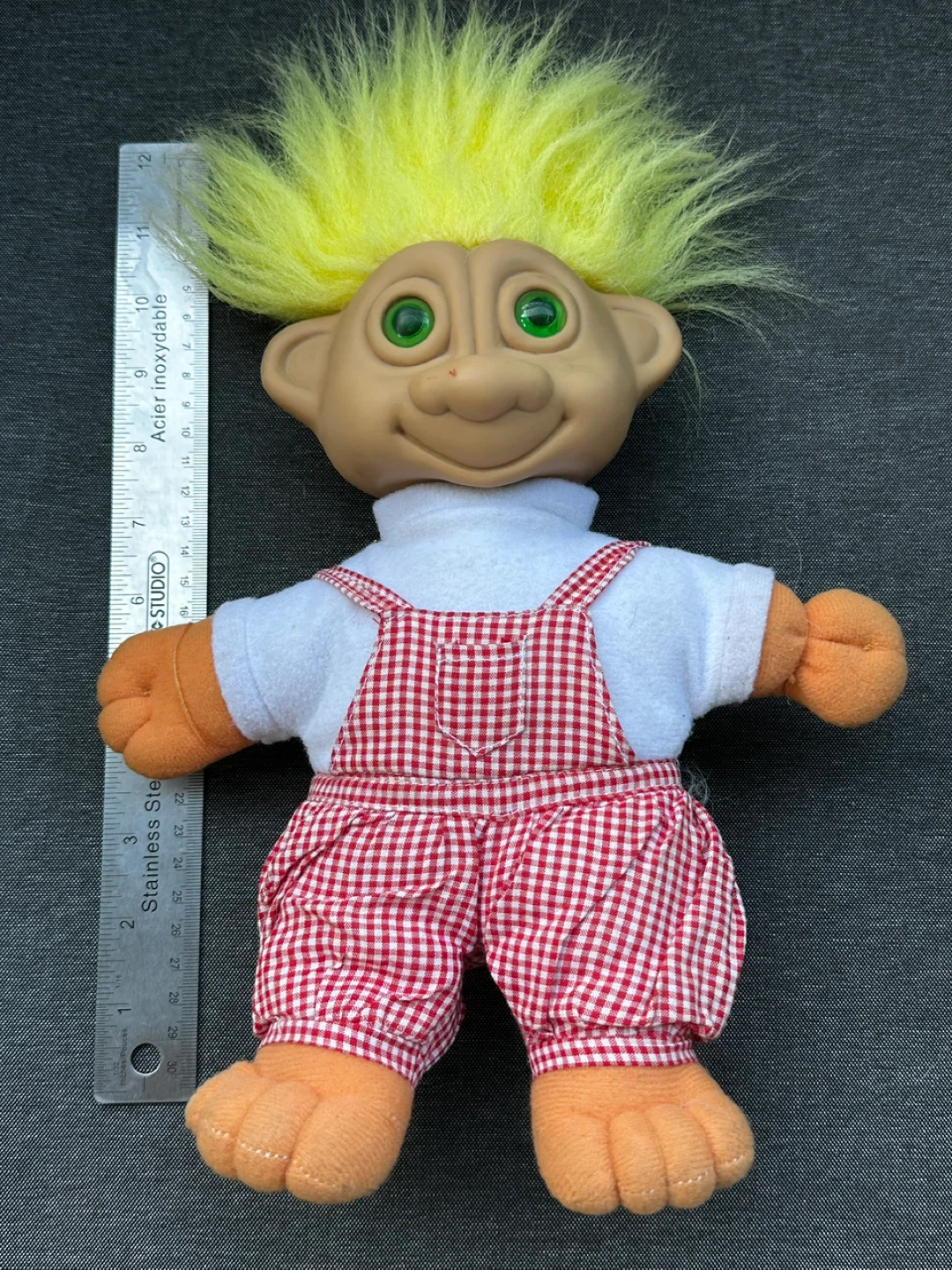 RARE Vintage Troll Doll with Yellow Hair and Green Eyes - photo 3